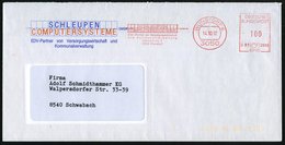 1992 (14.10.) 3050 WUNSTORF 6, Absender-Freistempel: SCHLEUPEN COMPUTERSYSTEME.. (Quadrate) Zweifarbiger, Motivgleicher  - Autres & Non Classés