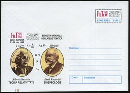 1999 (Mai) RUMÄNIEN, 1100 L. Sonder-Ganzsachen-Umschlag "FilTem" = Elektron. Schaltkreise: Albert Einstein U. Biospeleol - Sonstige & Ohne Zuordnung
