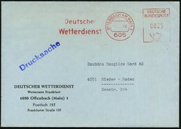 1973 605 OFFENBACH AM MAIN 1, Absender-Freistempel: Deutscher Wetterdienst, Dienstbrief - Meteorology / Meteorology / Me - Other & Unclassified