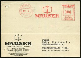 1942 (30.1.) WALDECK, Absender-Freistempel: MAUSER (Firmenlogo = Waffen- U. Munitions-Fabrik) Gelochte, Motivgleiche Fir - Autres & Non Classés