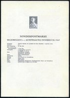 1969 (Mai) ÖSTERREICH, 2 S. "Ausstellung Maximilian I." (als Ritter) Ungez. Schwarzdruck Auf Amtl. Ankündigungsblatt Der - Other & Unclassified
