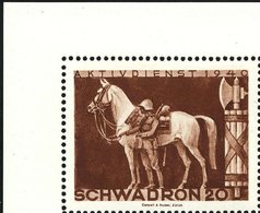 1940 SCHWEIZ, Soldatenmarke "SCHWADRON 20" (Kavallerist Mit Pferd U. Liktorenbündel) Bogen-Eckrandstück, Postfrisch (Su. - Altri & Non Classificati