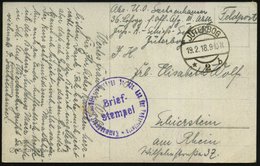 1918 (19.2.) JÜTERBOG 2, 1K-Brücke + Briefstempel (Fußartillerie) + Hs. Abs.: ".. 36. Lehrgang.. Furß-A.(rtillerie)-Schi - Other & Unclassified