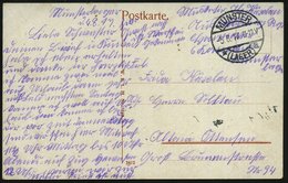 1917 (5.8.) MUNSTER (LAGER), 1K-Brücke = Hauspostamt Truppenübungsplatz + Hs. Abs., Color-Feldpost-Foto-Ak.: Munsterlage - Other & Unclassified