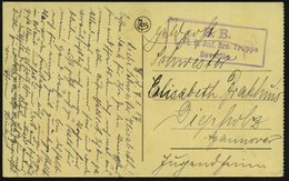 1917 (7.1.) DEUTSCHE BESETZUNG BELGIEN, Viol. Briefstempel: S.B., 1. VI. R. Inf. Ers. Truppe Beverloo = Truppenübungspla - Other & Unclassified