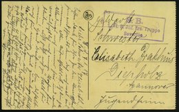 1917 (7.1.) DEUTSCHE BESETZUNG BELGIEN, Viol. Briefstempel: S.B., 1. VI. R. Inf. Ers. Truppe Beverloo = Truppenübungspla - Otros & Sin Clasificación