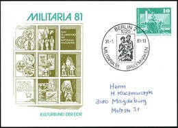 1981 (30.1.) 1020 BERLIN 2, Sonderstempel: MILITARIA'81 = NVA-Soldaten Der 3 Waffengattungen Auf PP 10 Pf. Neptunbrunnen - Altri & Non Classificati