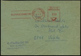 1975 (13.6.) 296 AURICH 1, Absender-Freistempel: BUNDESWEHR + Briefstempel: 4. Fla. Rak(eten) Btl 26.., Dienstbrief - Bu - Sonstige & Ohne Zuordnung