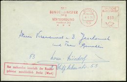 1971 (6.1.) 53 BONN 1, Absender-Freistempel: DER BUNDESMINISTER DER VETEIDIGUNG, Postfach 161 + Roter Nebenstempel: Nur  - Other & Unclassified