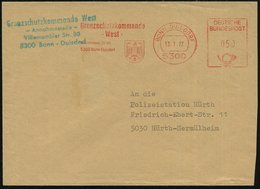 1977 (13.1.) 5300 BONN-DUISDORF, Absender-Freistempel: Grenzschutzkommando West.. (Wappen) + Entspr. Briefstempel, Diens - Otros & Sin Clasificación