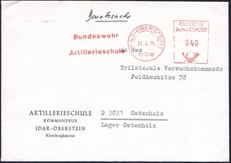 1975 (21.4.) 658 IDAR-OBERSTEIN 1, Absender-Freistempel: Bundeswehr Artillerieschule Auf Entspr. Vordruck-Dienstbrief -  - Andere & Zonder Classificatie