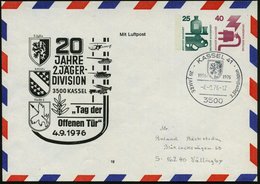 1976 (4.9.) 3500 KASSEL 41, Sonderstempel: 20 JAHRE 2. Jägerdivision (Wappen) Auf Luftpost-PU 25 + 40 Pf. Unfall: 20 JAH - Autres & Non Classés