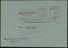 1974 (11.6.) 232 PLÖN 1, Absender-Freistempel: Marineunteroffizierschule + Blauer Briefstempel, Dienstbrief - Bundeswehr - Other & Unclassified