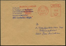 1977 (18.5.) 8972 SONTHOFEN 2, Absender-Freistempel: BUNDESWEHR Feldjäger-Schule (Polizeistern) + Blauer Briefstempel, D - Otros & Sin Clasificación