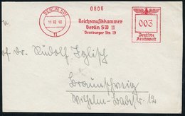 1940 (11.10.) BERLIN SW 11, Absender-Freistempel: Reichsmusikkammer = NS-Zensur- U. Richtlinien-Behörde Für Musik-Kultur - Sonstige & Ohne Zuordnung