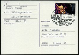 1988 (24.4.) 2300 KIEL 33, Sonderstempel: Pop & Philatelie.. = Rock-Sänger Mit Mikro Auf EF 60 + 30 Pf. Elvis Presley (M - Altri & Non Classificati