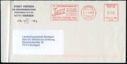 1998 41747 VIERSEN 1, Absender-Freistempel: 12. INTERNAT. Jazz FESTIVAL.. , Kommunalbrief - Jazz, Rock- & Popmusik / Jaz - Other & Unclassified