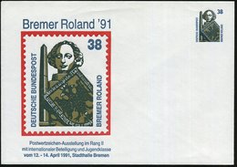 1991 Bremen, PU 38 Pf. Roland: Bremer Roland '91 (Roland-Marke) Ungebr. (Mi.PU 315/19) - Minnesänger & Rolandslied / Min - Sonstige & Ohne Zuordnung