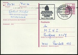1989 (29.5.) 7070 SCHWÄBISCH GMÜND 1, Maschinen-Werbestempel: EUROP. KIRCHENMUSIK.. (Kirche) Bedarfskarte - Musik-Festiv - Autres & Non Classés