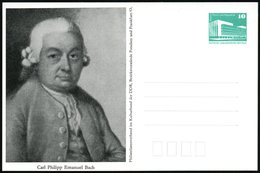 1988 Potsdam, PP 10 Pf. PdR., Grün: Carl Philpp Emanuel Bach (Brustbild) Ungebr. (Mi.PP 17/9) - Johan Sebastian Bach & G - Other & Unclassified