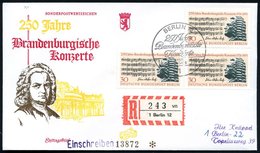 1971 (14.7.) BERLIN, 30 Pf. "250 Jahre Brandenburgische Konzerte" (= Bach-Kopf, Noten) 3x + ET-Sonderstempel: 1 BERLIN 1 - Altri & Non Classificati
