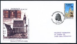 2000 (27.7.) RUMÄNIEN, Sonderstempel: 3400 CLUJ-NAPOCA J. S. Bach IN MEMORIAM (Bach-Kopf) Sonderumschlag: Bachjahr 2000  - Other & Unclassified