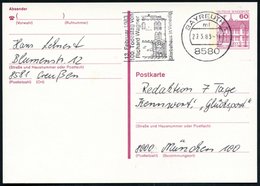 1983 8580 BAYREUTH 1, Maschinen-Werbestempel: 100. Todestag Richard Wagner, Sterbehaus In Venedig (Palast Am Canal Grand - Otros & Sin Clasificación