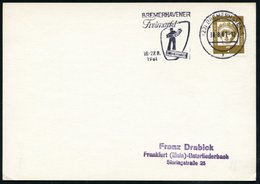 1961 (18.8.) (23) BREMERHAVEN 1, Maschinen-Werbestempel: BRMERHAVENER FREIMARKT = Akkordeon-Spieler, Inl.-Karte (Bo.22 A - Otros & Sin Clasificación