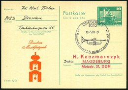 1980 (18.5.) 8010 DRESDEN 1, Sonderstempel: 10. Dixieland Festival.. = Trompete Auf Amtl. Ganzsache 10 Pf. Neptunbrunnen - Other & Unclassified