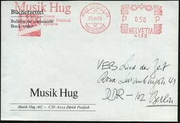 1978 (29.12.) SCHWEIZ, Absender-Freistempel: 8022 ZÜRICH 22, Musik Hug, Pianos, Flügel Cembali, Spinette (Klavier-Tastat - Other & Unclassified