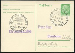 1937 (31.1.) BERLIN-CHARLOTTENBURG 5, Sonderstempel: Grüne Woche (2 Ähre) Inl.-Karte (Bo.214) - Agrikultur & Landwirtsch - Autres & Non Classés
