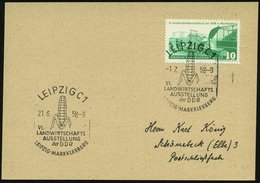 1958 (1.7.) LEIPZIG C 1, Sonderstempel: VI. LANDWIRTSCHAFTS-AUSSTELLUNG Der DDR (Maiskolben) Auf Passender EF 10 Pf.  "6 - Sonstige & Ohne Zuordnung