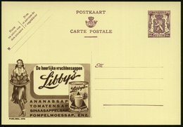 1948 BELGIEN, 90 C. Publibel-Ganzsache: Libbys.. (Frau Mit Ananas, Dose Ananassaft) Flämischer Text, Ungebr. (Mi.P 248 I - Altri & Non Classificati