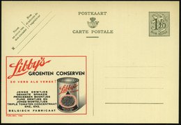 1952 BELGIEN, 1,20 F. Publibel-Ganzsache: Libbys GROENTEN CONSERVEN (Erbsen-Konserve) Flämischer Text, Ungebr. (Mi.P 283 - Otros & Sin Clasificación