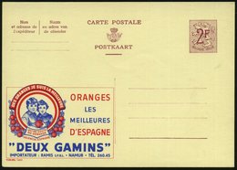 1959 BELGIEN, 2 F. Publibel-Ganzsache: ORANGES.. "DEUX GAMINS" (Orangen, 2 Kinder) Ungebr. (Mi.P 319 I / 1683) - Agrarpr - Other & Unclassified