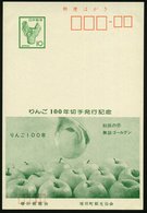 1975 JAPAN, 10 Yen, Privat-Bild-Ganzsache: 100 Jahre Apfelbau-Anbau In Japan (Äpfel) Ungebr. - Agrarprodukte & Obst / Ag - Altri & Non Classificati