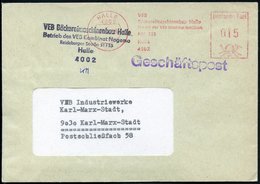 1988 (28.11.) 4002 HALLE, Absender-Freistempel: VEB Bäckereimaschinenbau Halle.. + Absenderstempel, Firmenbrief - Nahrun - Other & Unclassified