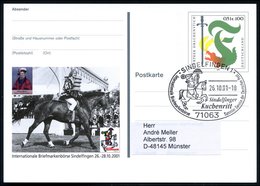 2001 (26.10.) 71063 SINDELFINGEN 1, Sonderstempel: Sindelfinger Kuchenritt.. Auf Motivgleicher Sonderganzsache 0,51 EUR: - Other & Unclassified