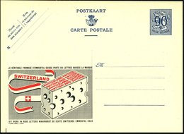 1951 BELGIEN, 90 C. Publibel-Ganzsache: FROMMAGE D'EMMENTHAL.. SWITZERLAND.. (Emmenthaler Käse) Ungebr. (Mi.P 273 II / 9 - Other & Unclassified