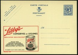 1952 BELGIEN, 1,20 F. Publibel-Ganzsache: Libbys CONSERVES DE LEGUMES.. (= Erbsen-Konserve) Ungebr. (Mi.P 283 I / 1168)  - Otros & Sin Clasificación