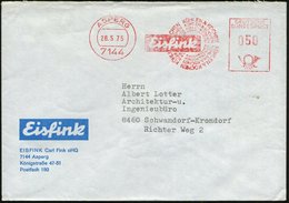 1975 (26.5.) 7144 ASPERG, Absender-Freistempel: Eisfink KÜHLEN & KOCHEN.. , Firmenbrief - Nahrungsmittel / Food / Substa - Autres & Non Classés
