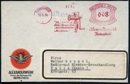 1934 (15.6.) REMSCHEID 1, Absender-freistempel: Alexanderwerk.. = Fleischwolf, Dekorative Firmen-Vorderseite - Nahrungsm - Other & Unclassified