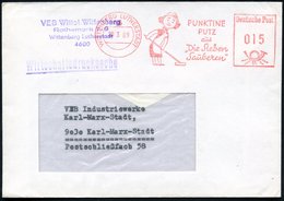 1989 (März) 46 WITTENBERG LUTHERSTADT, Absender-Freistempel: PUNKTINE PUTZ Aus "Die Sieben Sauberen" (Comic-Figur-Hausfr - Otros & Sin Clasificación