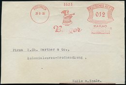 1935 PÖSSNECK, Absender-Freistempel: Berger KAKAO; SCHOKOLADE, PRALINEN (Firmenlogo: Kind) Teils-Vorderseite - Zucker &  - Other & Unclassified