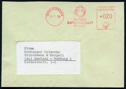 1959 (19.11.) (22 A) VIERSEN, Absender-Freistempel: KAISER'S KAFFEEGESCHÄFT GMBH (Firmenlogo: Kaffekanne Mit Gesicht) Fe - Sonstige & Ohne Zuordnung