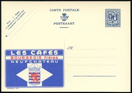 1951 BELGIEN, 90 C. Publibel-Ganzsache: LES CAFES NEUFCHATEAU.. (Wappen) Ungebr. (Mi.P 273 I / 1004) - Kaffee & Café / K - Otros & Sin Clasificación