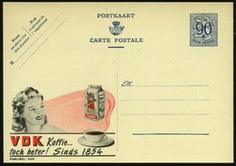 1951 BELGIEN, 90 C. Publibel-Ganzsache: V D K Koffie.. (Kaffee-Tasse U. -Packung, Frauenkof) Ungebr. (Mi.P 273 II / 1025 - Sonstige & Ohne Zuordnung