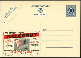 1951 BELGIEN, 90 C. Publibel-Ganzsache: DELEPAUT CAFES.. GLOIRE DU BRESIL (Landkarte Südamerika) Ungebr. (Mi.P 273  I /  - Autres & Non Classés