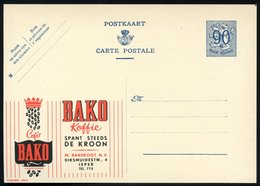 1951 BELGIEN, 90 C. Publibel-Ganzsache: BAKO Koffie.. (Krone U. Kaffeebohnen) Ungebr. (Mi.P 273 II / 1064) - Kaffee & Ca - Sonstige & Ohne Zuordnung