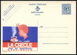 1951 BELGIEN, 90 C. Publibel-Ganzsache: Les Cafés LA CREOLE.. (Frau Mit Kopftuch Mit Kaffee-Tasse) Ungebr. (Mi.P 273  I  - Autres & Non Classés